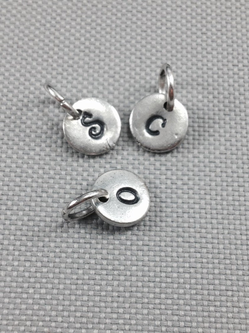 Add a charm, initial charm, pewter charm image 2