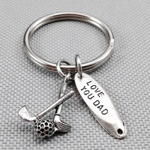 Golf keychain, dad keychain, father keychain, fathers day keychain, golf club keychain