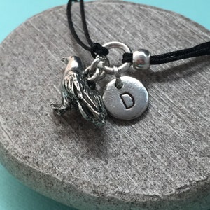 Crow cord bracelet, crow charm bracelet, adjustable bracelet, charm bracelet, personalized bracelet, initial bracelet, monogram