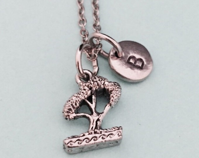 Bonsai tree necklace, bonsai tree charm, tree necklace, personalized necklace, initial necklace, monogram