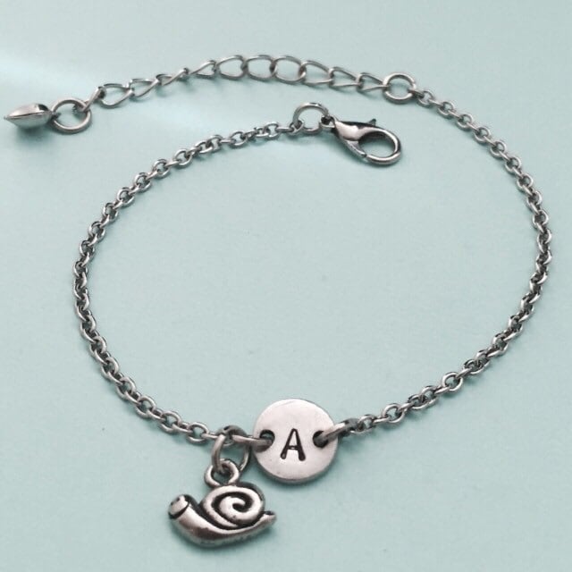 Snail charm bracelet, snail charm, adjustable bracelet, insect