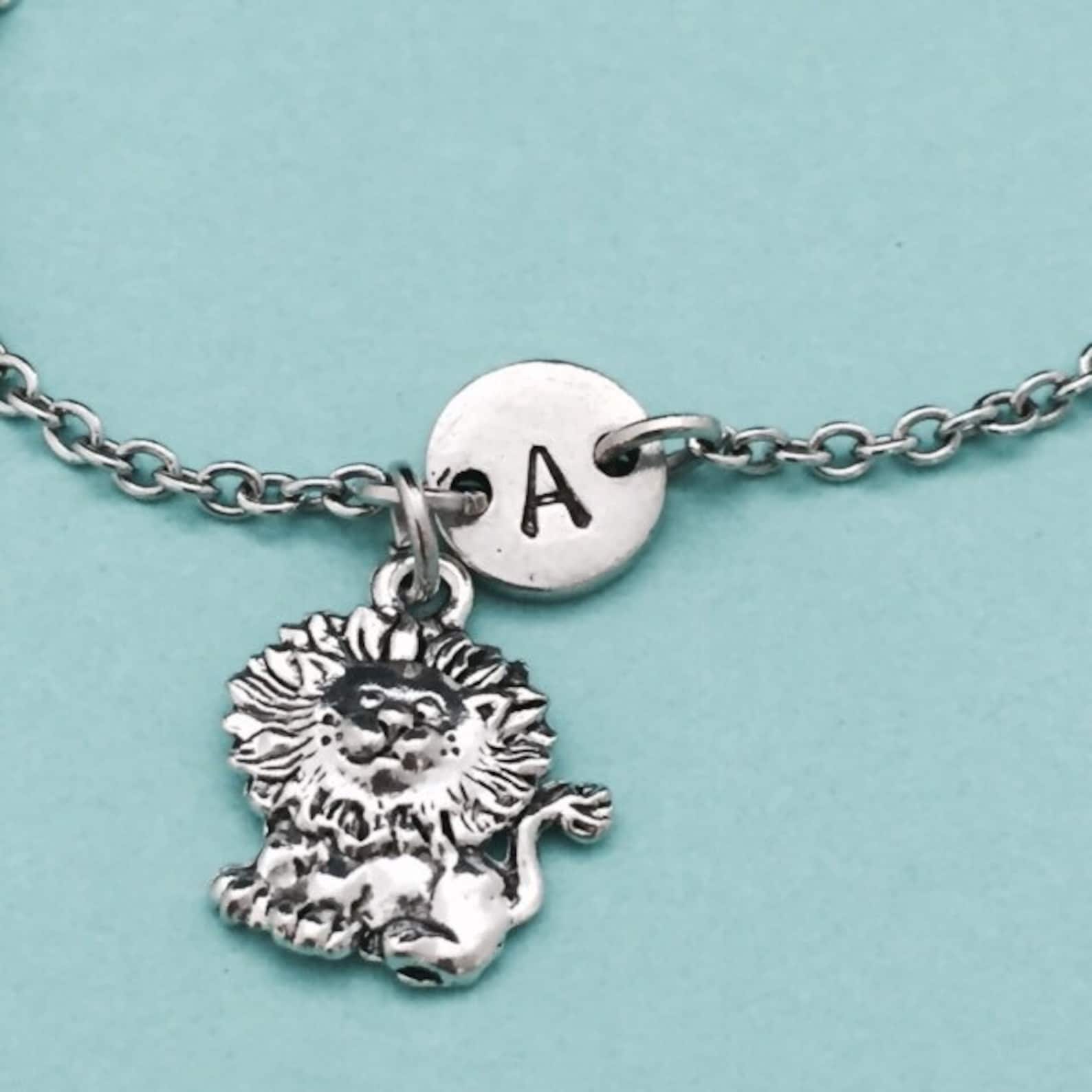 Lion Charm Bracelet Lion Charm Adjustable Bracelet Animal Etsy