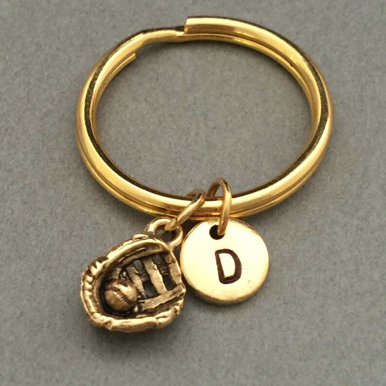 monogram initial keychain baseball glove charm sports keychain personalized keychain Baseball glove keychain initial charm