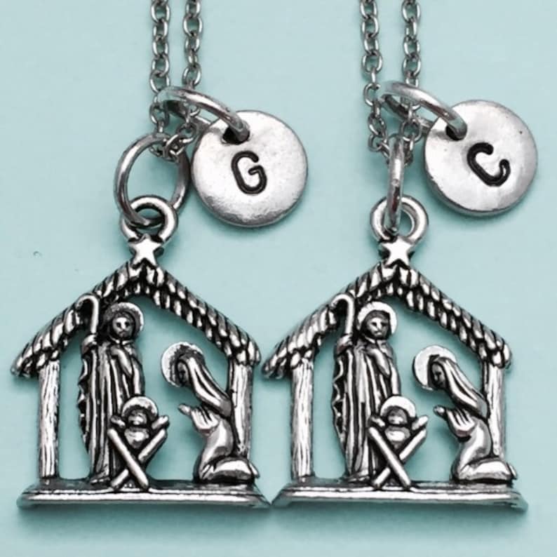 Best Friend Necklace Nativity Scene Necklace Christmas Etsy