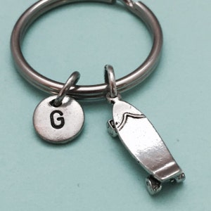 Skateboard keychain, skateboard charm, skateboarding keychain, personalized keychain, initial keychain, initial charm, customized, monogram