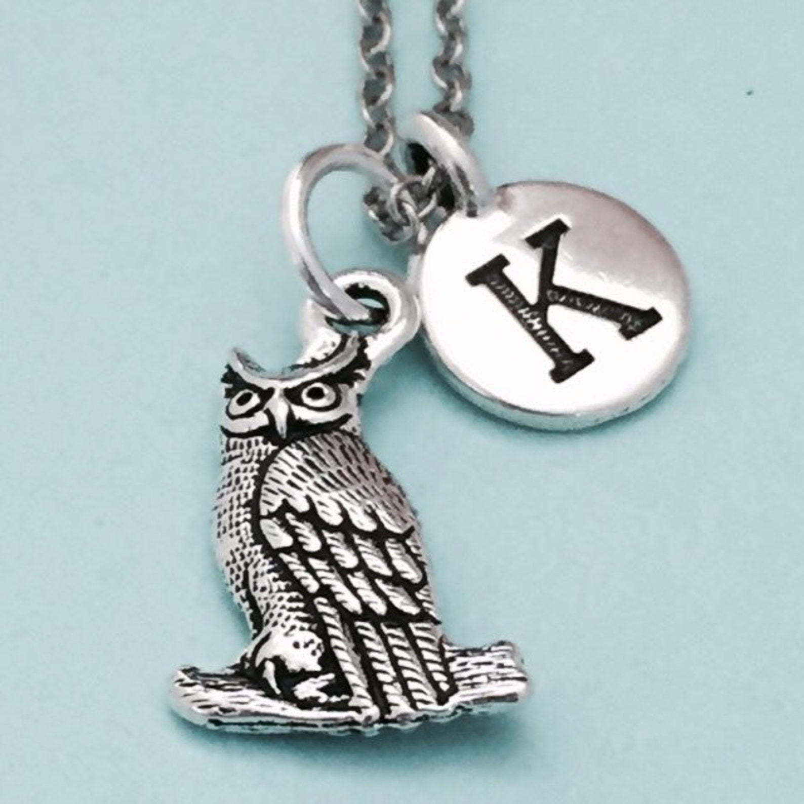 Owl Necklace Owl Charm Animal Necklace Personalized Etsy