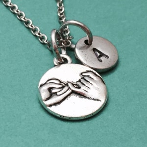Pinky promise necklace, friend necklace, personalized necklace, initial charm, friendship necklace, friendship necklace