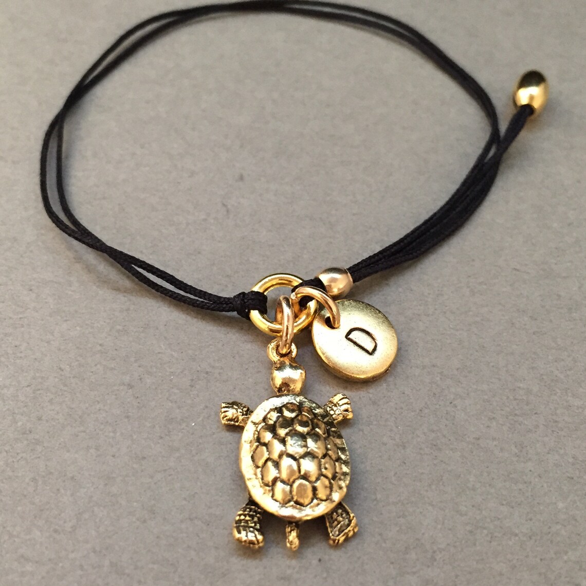 Turtle Cord Bracelet Turtle Charm Bracelet Adjustable Etsy