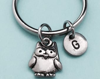 Chaveiro de coruja, pingente de coruja, chaveiro de animal, chaveiro personalizado, chaveiro inicial, chaveiro personalizado, monograma