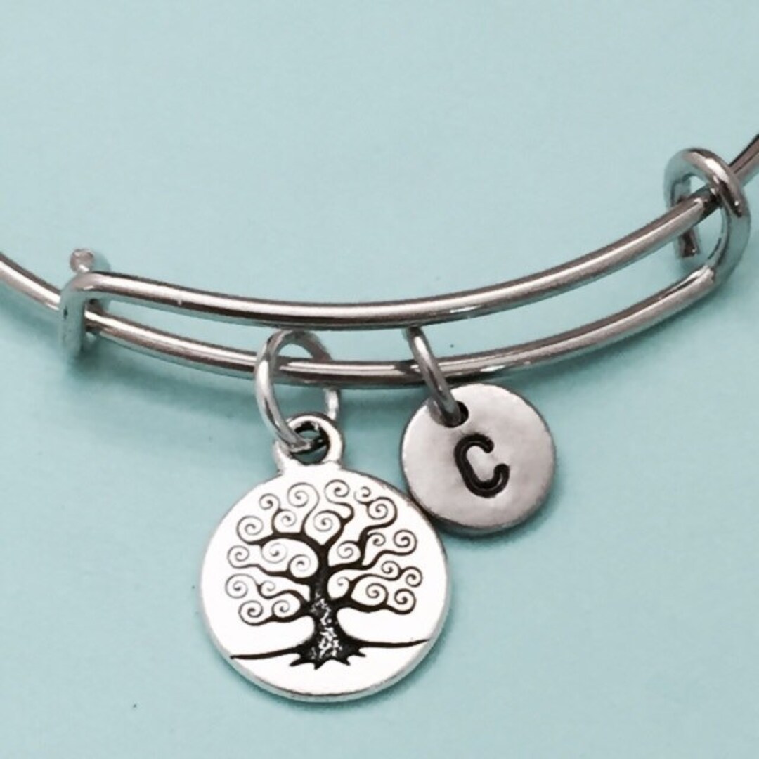 Tree of Life Bangle, Tree of Life Charm Bracelet, Expandable Bangle ...