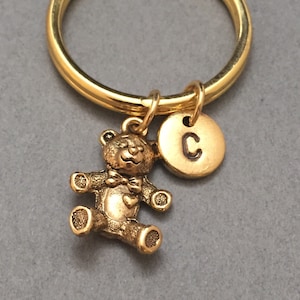 Teddy bear keychain, teddy bear charm, stuffed animal keychain, personalized keychain, initial keychain, initial charm, customized keychain