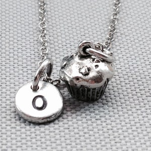 Cupcake necklace, muffin necklace, food necklace, cupcake jewelry, personalized necklace, initial necklace, friend necklace, daughter