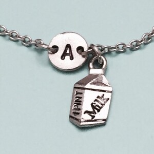 Melk karton bedelarmband melk karton charme, verstelbare armband, voedsel, gepersonaliseerde armband, eerste armband, monogram