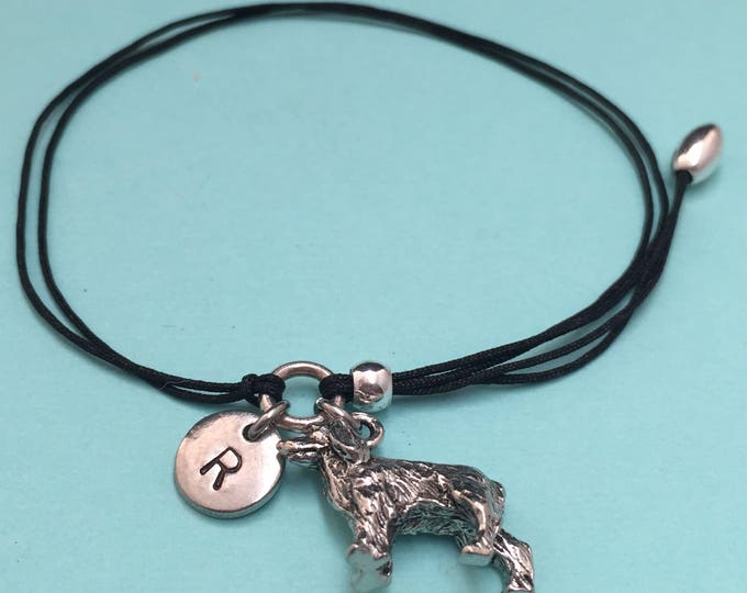 Spaniel dog cord bracelet, cocker spaniel dog charm bracelet, adjustable bracelet, charm bracelet, personalized bracelet, initial, monogram