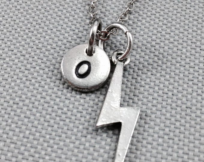 Lightning bolt necklace, lightning bolt jewelry, personalized necklace, initial necklace, friend necklace, bolt necklace, bolt jewelry