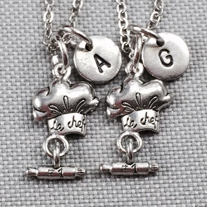 Best friend necklace, chef necklace, friendship necklace, sister necklace, personalized necklace, bff necklace, friends necklace, initial