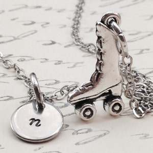 Rollerskate necklace, skate necklace, rollerskate jewelry, personalized necklace, charm necklace, initial necklace, gift for her