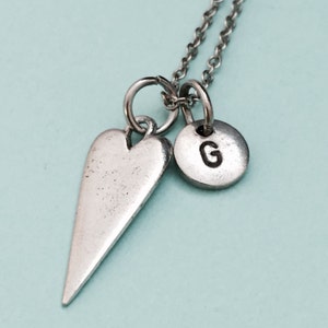 Heart necklace, Valentine&#39;s Day necklace, heart charm, Valentine&#39;s jewelry, love necklace, personalized necklace, initial necklace