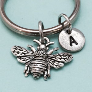 Bee keychain, bee charm, insect keychain, personalized keychain, initial keychain, initial charm, monogram