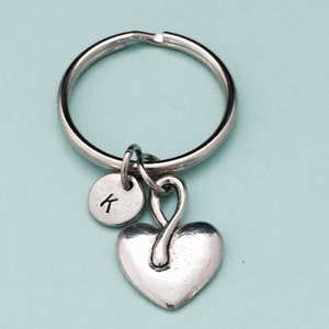 Heart keychain, Valentine&#39;s Day keychain, love keychain, couples keychain, heart charm, personalized keychain, initial keychain