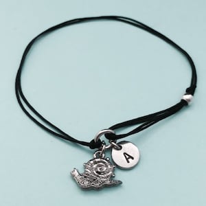 Snail cord bracelet, snail charm bracelet, adjustable bracelet, charm bracelet, personalized bracelet, initial bracelet, monogram