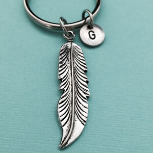 Feather Keychain, Feather Charm, Silver Feather Keychain, Personalized ...
