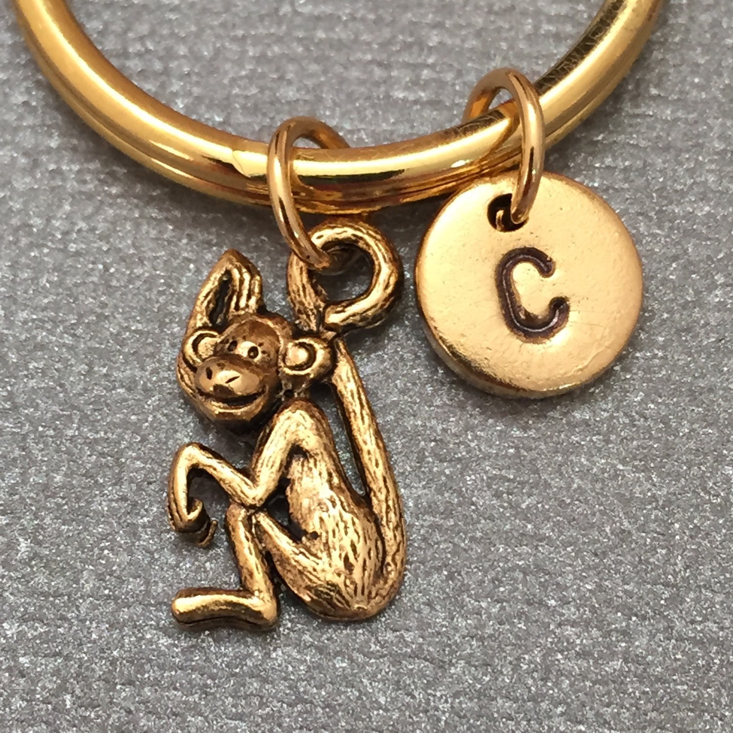 Monkey keychain monkey charm animal keychain personalized Etsy