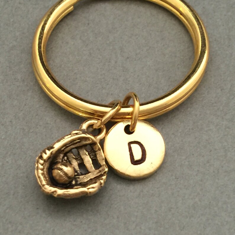 monogram initial keychain baseball glove charm sports keychain personalized keychain Baseball glove keychain initial charm