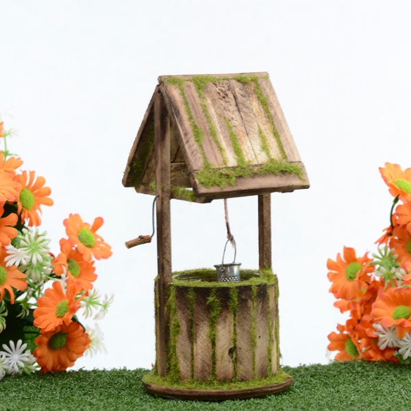 Wooden Wishing Well Fairy Garden Accessory