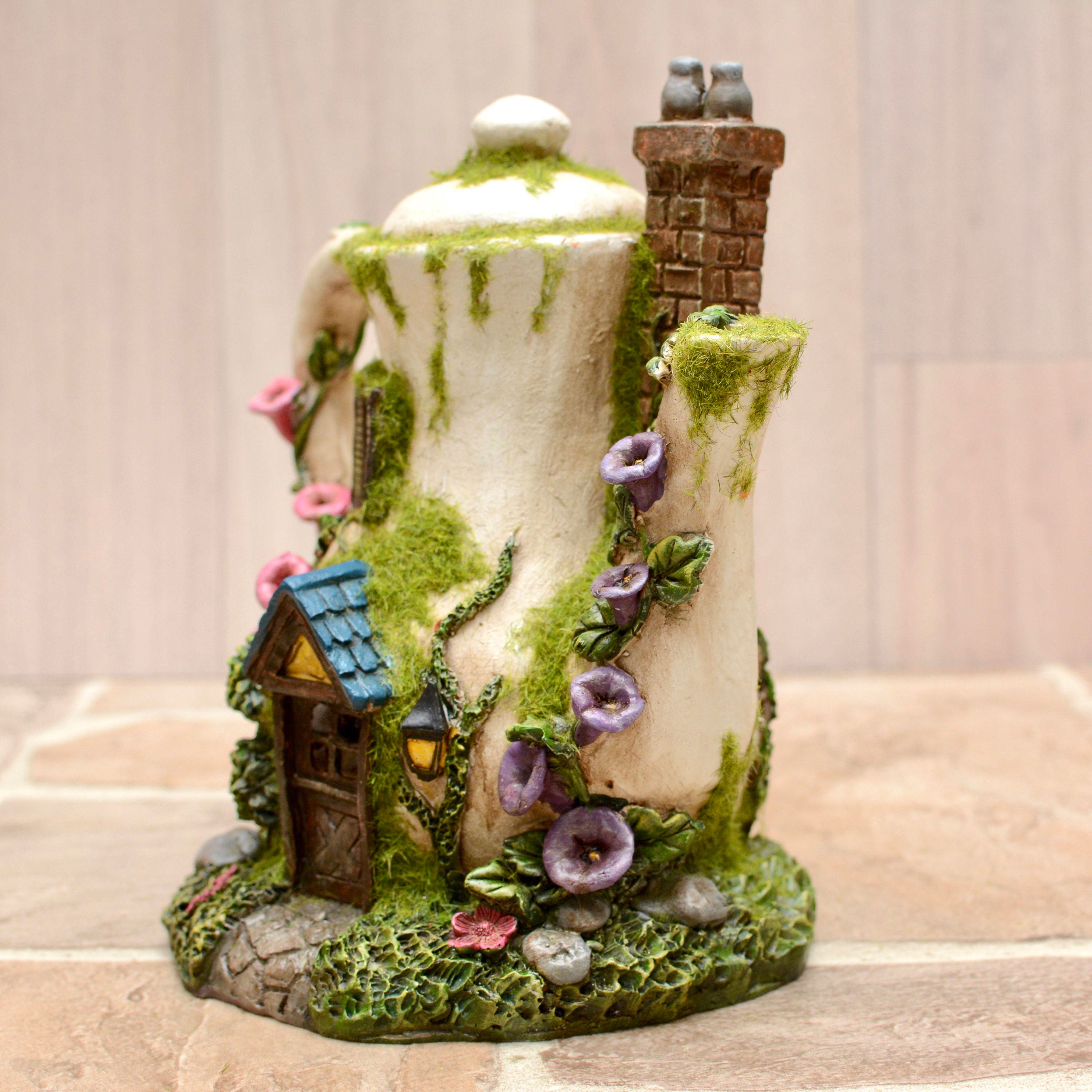 Teapot Fairy House With Solar Powered Lights Etsy