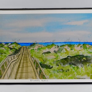 North Carolina Aquarell, Aquarelldruck, Stranddruck von North Carolina, Kunstdruck
