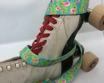 Flamingo Print Skate Leash, Adjustable Carry Strap, Yoga Mat Sling