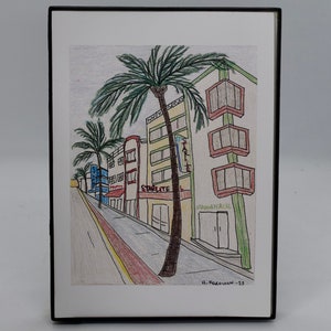 Miami color pencil copy, color pencil print, Miami art, art print, art deco
