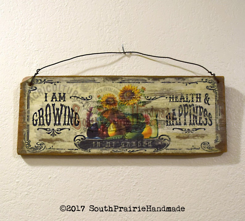 Vintage Barn Wood Gardening Sign Country Kitchen Decor Decoupage Wood Sign Vintage Distressed Country Farmhouse Farm Market Sign