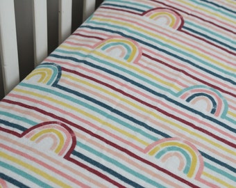 blue stripe crib sheet