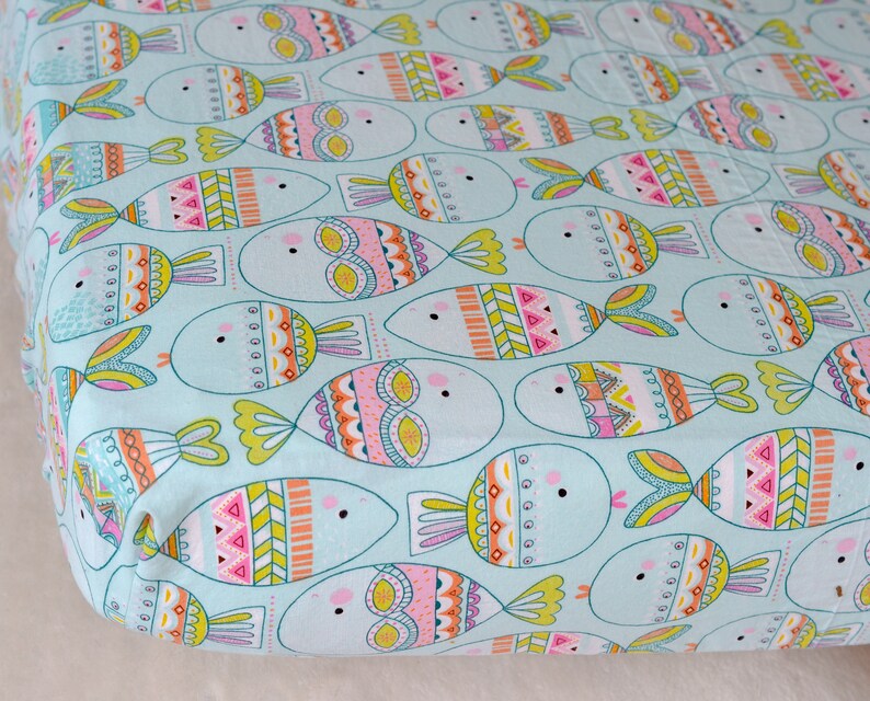 Tropical Fish Fitted Crib Sheet Colorful Fish Baby Bedding Etsy