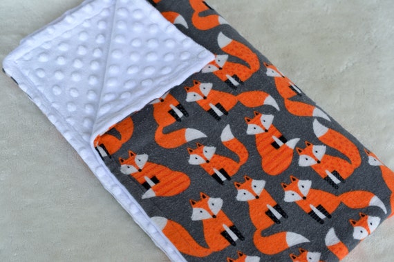 Orange And Gray Fox Baby Blanket Bedding