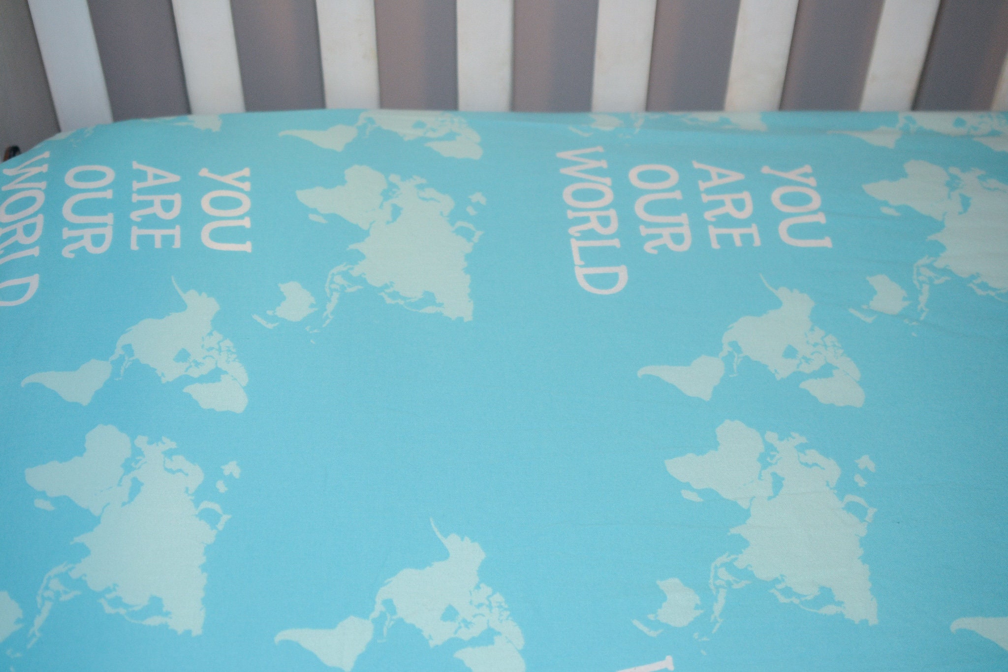 world map crib bedding