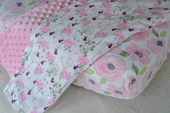 Ladybugs And Flowers Baby Bedding Set Floral Baby Bedding Etsy