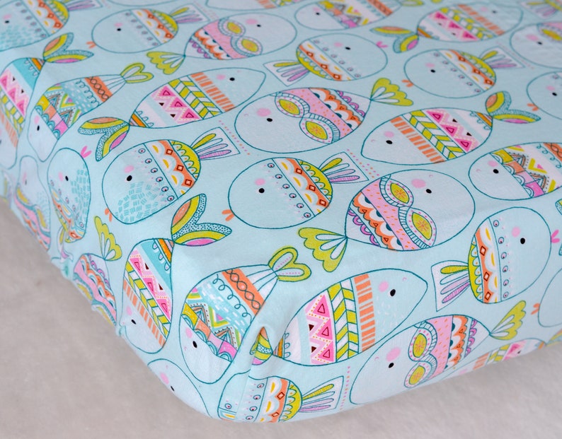 Tropical Fish Fitted Crib Sheet Colorful Baby Bedding Rainbow Ocean Sea Creature Nursery Decor