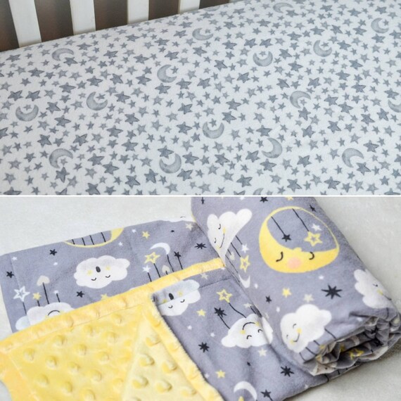 Moon And Stars Baby Bedding Set, Yellow And Grey Baby Bedding Sets