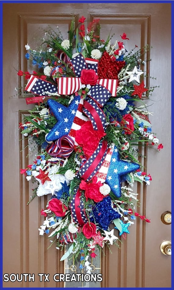 Patriotic Wreath,Memorial Day Decor, Fourth Of July Wreath, Patriotic Decor, Red White Blue Decor, Independence Day, Memorial Day Wreath