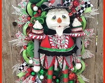 Snowman Wreath, Winter Wreath, Holiday Wreath, Christmas Wreath, Snowman Decor, Christmas Decor, Jack Frost Wreath, Whimsical Christmas