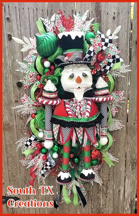 Snowman Wreath, Winter Wreath, Holiday Wreath, Christmas Wreath, Snowman Decor, Christmas Decor, Jack Frost Wreath, Whimsical Christmas