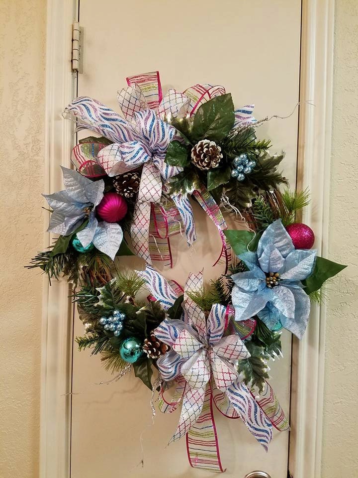 blue poinsetta grapevine wreath blue and pink chistmas wreath grapevine wreath frosty blue christmas wreath christmas decor - Frosty Blue Christmas Decorations blue poinsetta grapevine wreath blue and pink chistmas wreath grapevine wreath frosty blue christmas wreath christmas decor - Frosty Blue Christmas Decorations