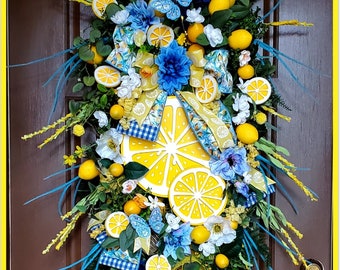 Lemon Farmhouse, Kitchen Wreath, Lemon Wreath, Lemon Decor, Summer Wreath, Summer Decor, Lemon Wreath For Front Door, Mother's Day Gift Idea