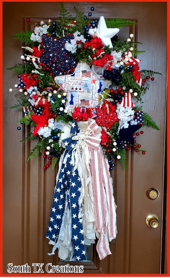 Patriotic Wreath, July 4 Wreath, Memorial Day Wreath, Red White Blue Wreath, Patriotic Wreath, Patriotic Decor, July 4 Decor, Fourth Of July