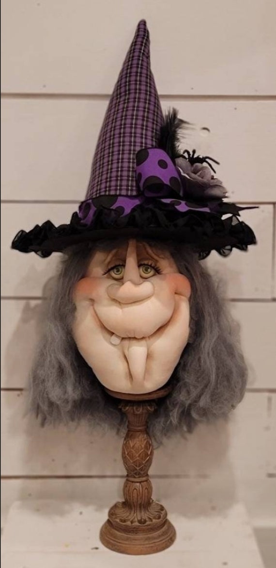 Winifred, Witch, Halloween decor, sculpted face, wreath attachment, swag, Front door decor, Fall, whimsical, witch decor, table deco