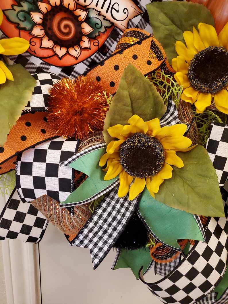 Pumpkin Decor Fall Wreath Sunflower Decor Autumn Decor Pumpkin Wreath Autumn Wreath Sunflower Wreath Fall Decor Front Door Wreath