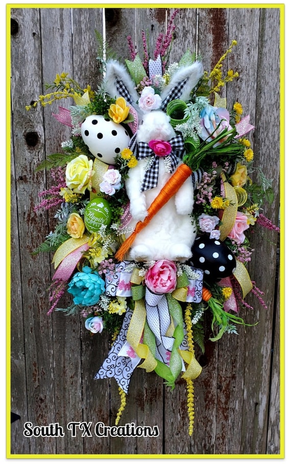 XL Wreath, Bunny Wreath, Easter Wreath, Easter Decor, Spring Wreath, Bunny Decor, Elegant Wreath, Wreath, Whimsical Wreath, Gift Idea